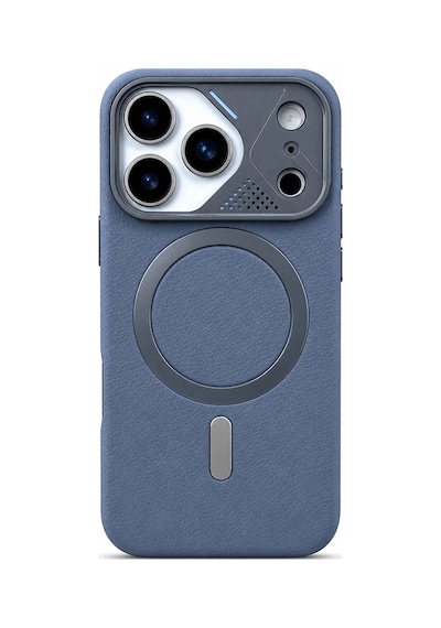 Apple iPhone 17 Pro Max Uyumlu İçi Kadife Magsafe Vegan Deri Kılıf Nut Serisi Gri