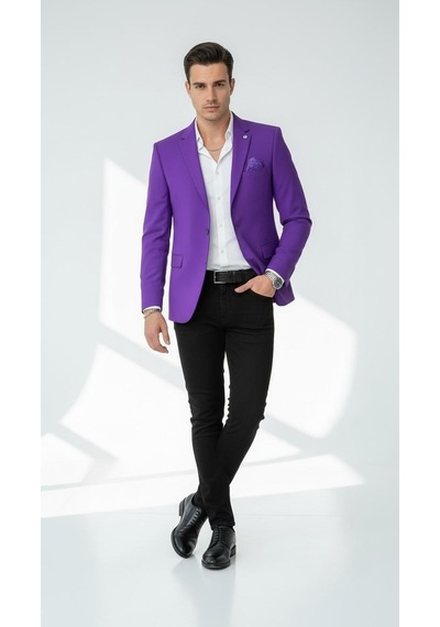 Plus Scorpion Erkek Mono Yaka Tek Düğmeli Çift Yırtmaçlı Blazer Ceket Premium Dokuma Kumaş, 8 Renk Mor Plus Scorpion Erkek Mono Yaka Tek Düğmeli Çift Yırtmaçlı Blazer Ceket Premium Dokuma Kumaş, 8 Renk Mor