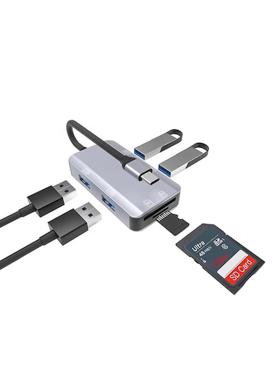 Microcase AL4588 6 İn1 USB OTG SD/TF Type C 4xUSB 3.0 Kart Okuyucu