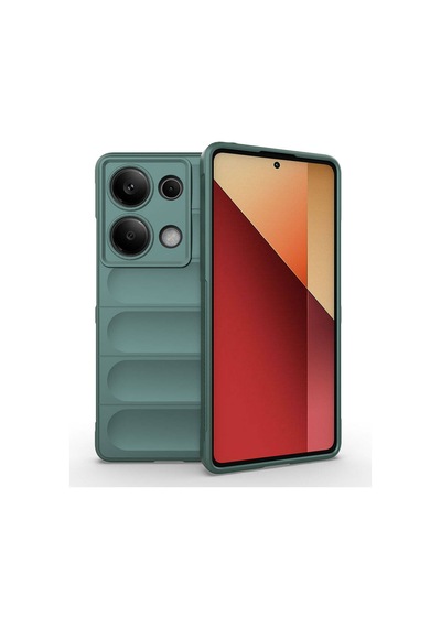 Xiaomi Redmi Note 13 Pro 4g Kılıf Kamera Korumalı Esnek Silikon Parmak Şeritli Pazarplus Koyu Yeşil