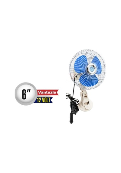 12V Araç İçi Soğutucu Oto Vantilatör 6 İnç Vantuzlu Sabitleme 15cm Fan Pervane Çakmaklık Girişli Ayarlanabilir Döner Başlıklı