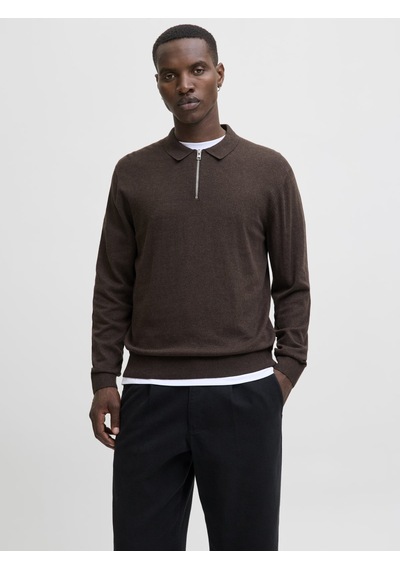 Jack & Jones Jjemıl Triko Yarım Fermuarlı Kazak 12268210 Kahverengi