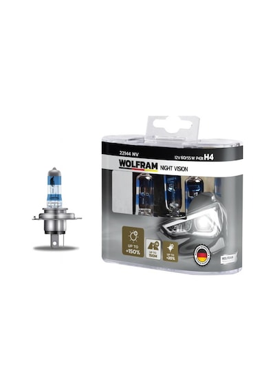 Ampul - 444 - 12v H4 60/55 P43t Nıght Vısıon 150 Fazla 20 - Edntrend - Beyaz Işık