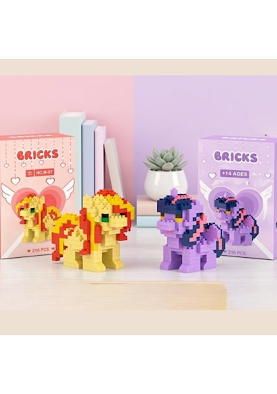 Brıcks Pony Figür Seti 2 Li Twilight Sparkle & Sunset Shimmer Yapı Blok Koleksiyonluk Hobi