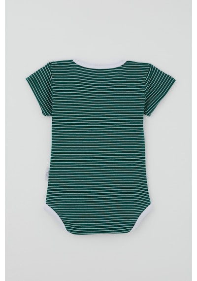 Breeze Erkek Çocuk Çıtçıtlı Kısa Kollu Zıbın Body Çizgili 1-3 Yaş , Zümrüt Yeşili
