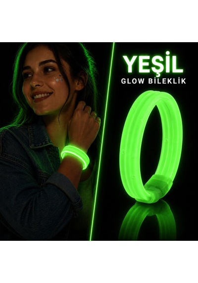 Erdo Ticaret Yeşil Kalın Glow Bileklik Kırılarak Yanan Parti Ve Festival Bilekliği Erdotıca Diğer