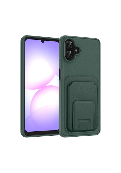 Zore Samsung Galaxy Uyumlu A07 Kılıf Kartlıklı Tpu Zore Bikart Kapak - Koyu Yeşil