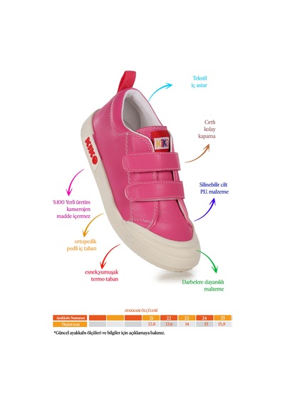 Kiko Kids Suba Cırtlı Termo Taban Kız Bebek Günlük Spor Ayakkabı Fuşya Fuşya