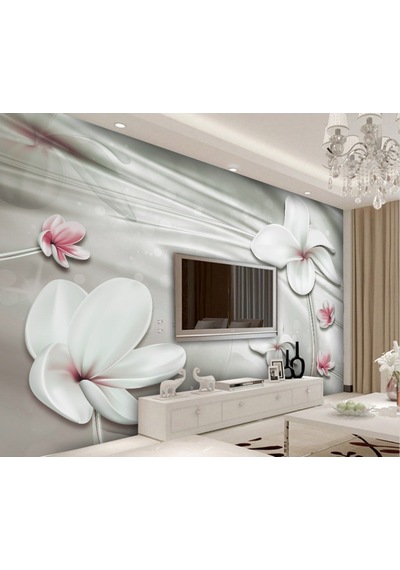 3D Porselen Çiçekler Duvar Kağıdı (397457687)