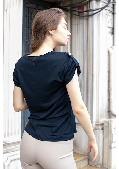 Kadın Modal Penye Geniş Sıfır Yaka Düşük Omuzlu Apoletli Kısa Kol T-shirt Bluz-koyu Lacivert K.lacivert Kadın Modal Penye Geniş Sıfır Yaka Düşük Omuzlu Apoletli Kısa Kol T-shirt Bluz-koyu Lacivert K.lacivert