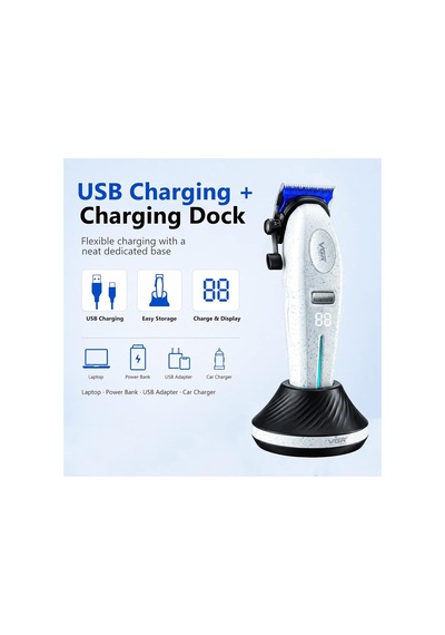 Şarjlı Tıraş Makinesi V-887c - 9000 Rpm 240 Dakika Dlc Seramik Bıçak - Beyaz