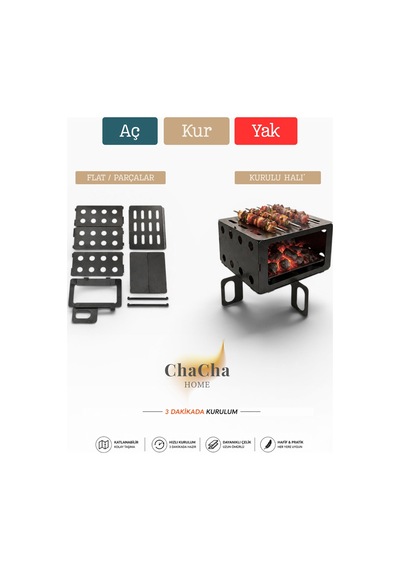 Chacha Home Taşınabilir Katlanabilir Kamp Ocağı & Mangal Paslanmaz Çelik Izgara, Portatif Outdoor Bbq Diğer