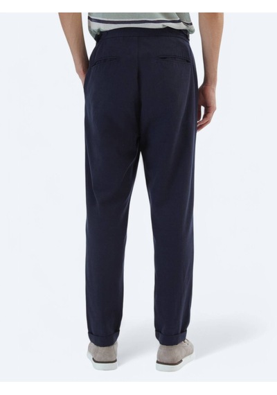 Kip Lacivert Dokuma Carrot Fit Casual Pamuk Karışımlı Pantolon Lacivert