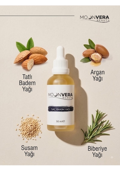Moonvera Beauty Hint & Argan Yağlı Besleyici Ve Parlatıcı Saç Bakım Yağı 50 Ml