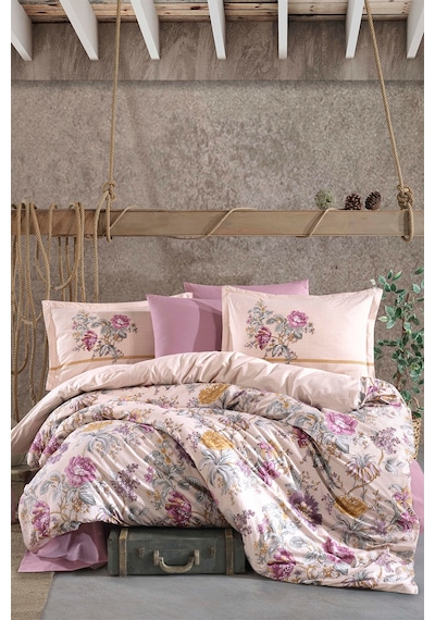 Clasy Mirante Pembe %100 Pamuk Çift Kişilik Ranforce Nevresim Takımı Pembe