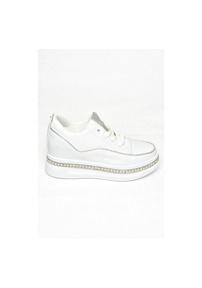 Fox Shoess602008704 Beyaz Kumaş Kalın Tabanlı Spor Ayakkabı Sneakers Beyaz