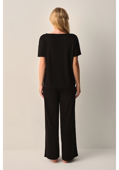 Suwen Mira Modal Pijama Takımı Sh26635660012 Siyah
