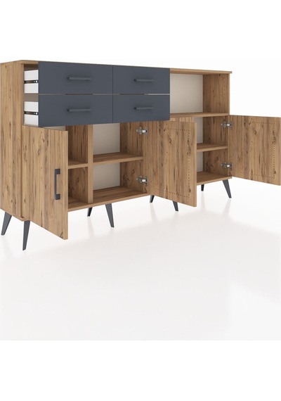 Arges Konsol 4 Raflı 4 Çekmeceli 4 Kapaklı 176x30x99 Çam-çam/antrasit Atlas Çam/antrasıt - Atlas Çam Arges Konsol 4 Raflı 4 Çekmeceli 4 Kapaklı 176x30x99 Çam-çam/antrasit Atlas Çam/antrasıt - Atlas Çam