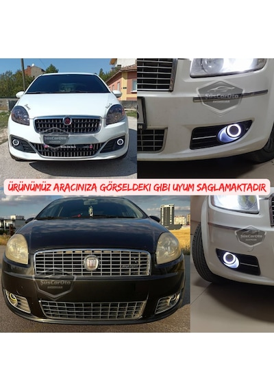 Fiat Linea 2007-2018 Uyumlu Üniversal Mercekli Angel Sis Farı Metal Su Geçirmez 76 Mm Sarı Halkalı Gündüz Farı Angel Eyes 2 Adet 01 Şüscaroto Aksesuar