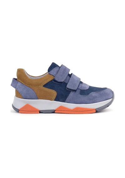 Rakerplus Hakiki Deri Mavi Süet Taba Çocuk Cırtlı Sneakers Spor Ayakkabı Mavi