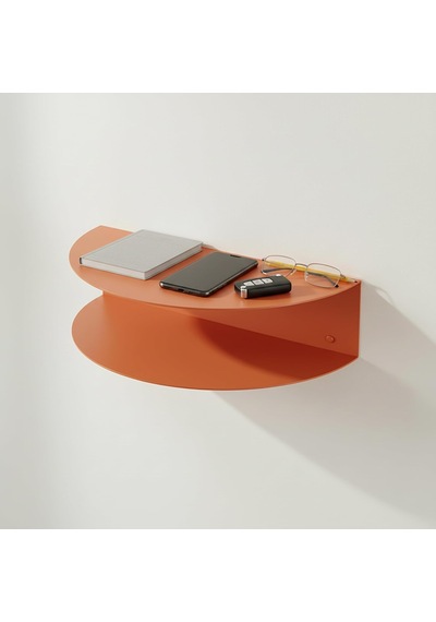 Metal Duvar Rafı Anahtarlık Telefonluk Antre Koridor Dekoratif Organizer Oval Raf 35x12x12 Cm Yeşil