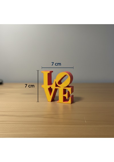 Modern "love" Tipografik Dekoratif Figür Minimalist Pla Masaüstü Aksesuarı Sarı - Kırmızı