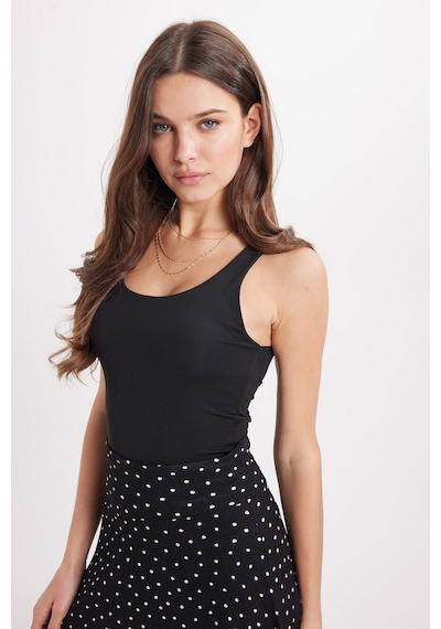 Tudors Kadın Standart Fit Normal Kesim Kolsuz Halter Yaka Siyah Crop Atlet-50961
