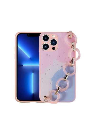 Apple Uyumlu iPhone 12 Pro Max Simli Desenli El Askılı Tutacaklı Zore Elsa Silikon Kapak
