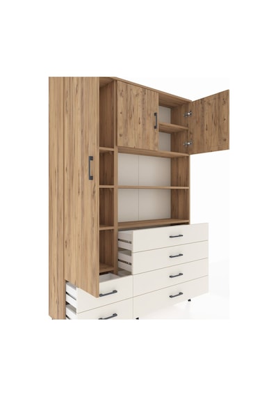 Arges Dolap 8 Raflı 6 Çekmeceli 3 Kapaklı 132x30x195 Çam-çam/... Çam