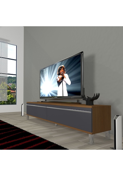 Decoraktiv Eko 140t Mdf Krom Ayaklı Tv Ünitesi Tv Sehpası - Ceviz - Antrasit Ceviz - Antrasit Decoraktiv Eko 140t Mdf Krom Ayaklı Tv Ünitesi Tv Sehpası - Ceviz - Antrasit Ceviz - Antrasit