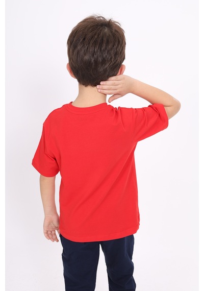 Toontoy Kids Toontoy Unisex Çocuk Baskılı Tişört Kırmızı