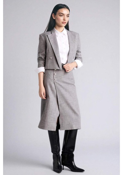 Defacto Boxy Fıt Ceket Yaka Blazer Ceket G8903ax26spgr394 Gri-gr394