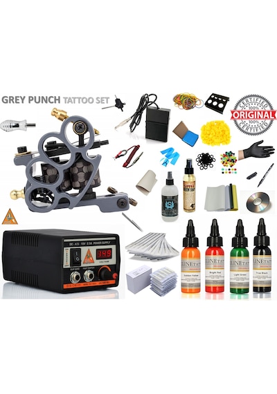 Xl-779 Dıgıtal Grey Punch Dövme Makinası Seti Profesyonel -