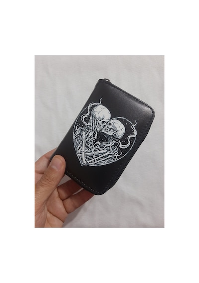 Owlbag Company Owl Bag Gotik Skull And Love Desenli Tasarım Suni Deri Cüzdan Çok Renkli