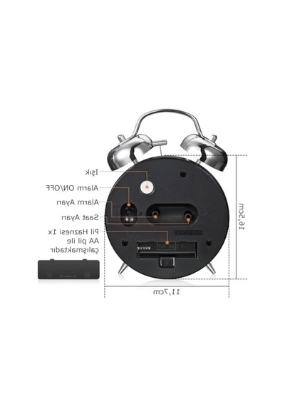Büyük Boy Nostaljik Analog Çalar Saat - Fosforlu Işıklı 07 Beyaz