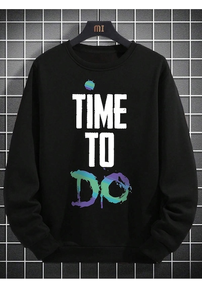 Adrift Slogan Graphic Drop Shoulder Sweatshirt Siyah Siyah