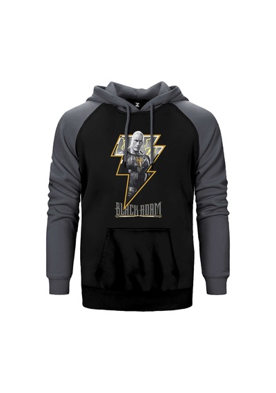 Black Adam Logo Gri Renk Reglan Kol Sweatshirt / Hoodie