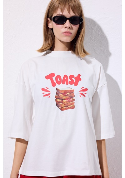 Manuka Baskılı Kısa Kol T-shırt Toast Toast