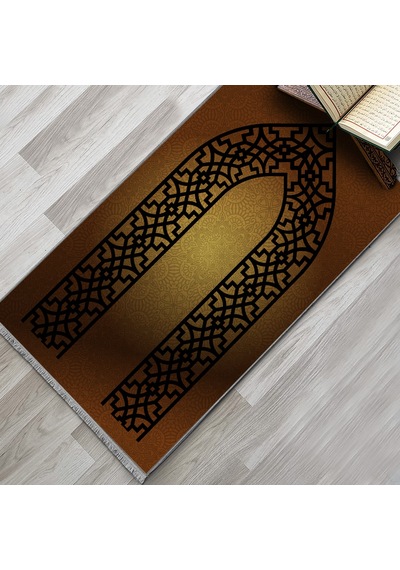 Evaşk Namazlık Dokuma Halı Kaymaz Muslumana Seccade 80 x 130 KAHVERENGİ EVAŞK405E66