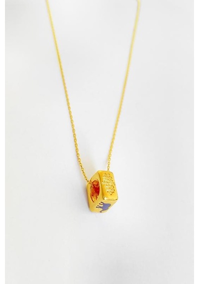 Üzeri Figürlü Gümüş Zar Kolye Rose Gold