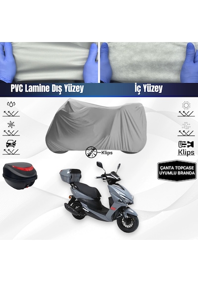 Rks Pesaro 125 Motosiklet Brandası Arka Çanta Topcase Uyumlu Motor Branda