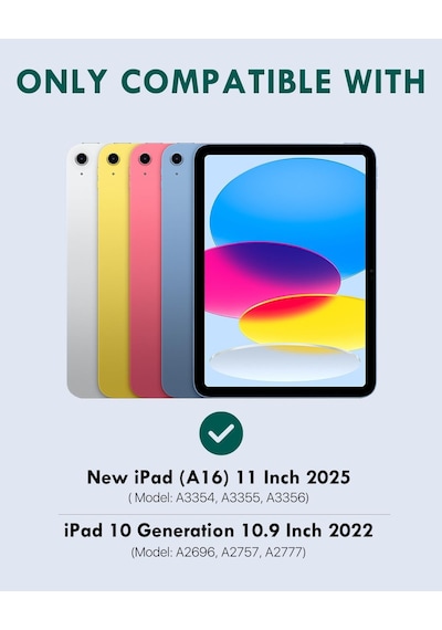 Apple Uyumlu iPad 11 A16 2025 / 10. Nesil 10.9 Klavyeli Kılıf Bluetooth Kalem Bölmeli Koruyucu Türkçe Klavye