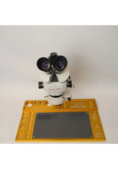 Myscope Td-7s Kamera Yuvalı Profesyonel Trioküler Beyaz Kafa Tamir Mikroskobu Geniş Gold Çalışma Tablası My-7s