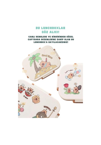 Vagonlife Bento 600ml Lunchbox Capybara Desenli Tek Katlı 2 Bölmeli Paslanmaz Çelik Sefer Tası Yemek Kutusu Bahçe Çok Renkli Vagonlife Bento 600ml Lunchbox Capybara Desenli Tek Katlı 2 Bölmeli Paslanmaz Çelik Sefer Tası Yemek Kutusu Bahçe Çok Renkli