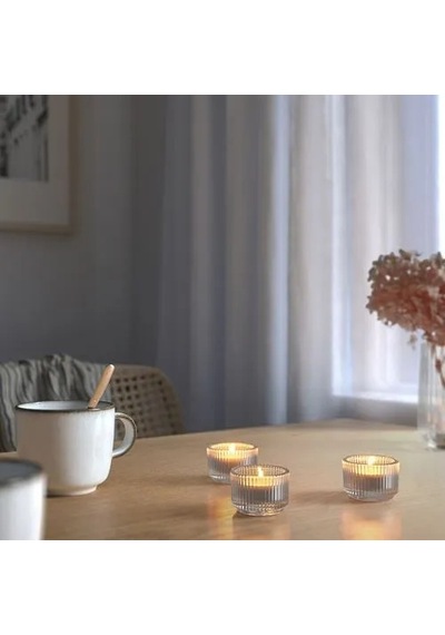 Sumuhome Fınsmak Dekoratif Tealight Mumluk Cam 3.5 Cm Şeffaf