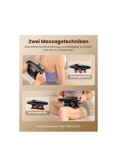 Bob And Brad Therapanel Derin Doku Masaj Tabancası, Yüzey Pedli Ve Sırt Ve Bacaklar İçin 4 Noktalı Bağlantıya Sahip 2'si 1 Arada Kas Masajı, Sessiz Fırçasız Motor, 6 Saat Pil, Sağlıklı Yaşam Hediyesi
