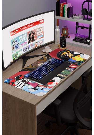 Kagerou Project Kaymaz Dikişli Kauçuk Oyuncu Mousepad V2 - 90x40 Xxl Gaming Mouse Pad Fare Altlığı