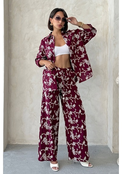 Verymoda Süzüne Nakışlı Pantolon F1927 Bordo
