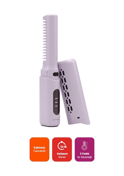 Polosmart Pbs708 Şarjlı Mini Düzleştirici Tarak 2000mah Lila