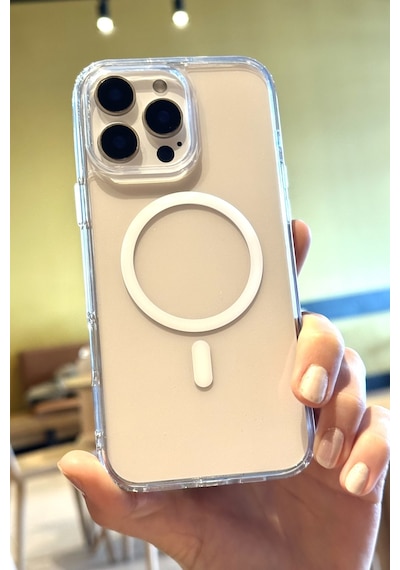 Apple Uyumlu iPhone 16 Pro Max Şeffaf Kılıf Magsafe Özellikli Hybrid Kristal Kapak Şeffaf